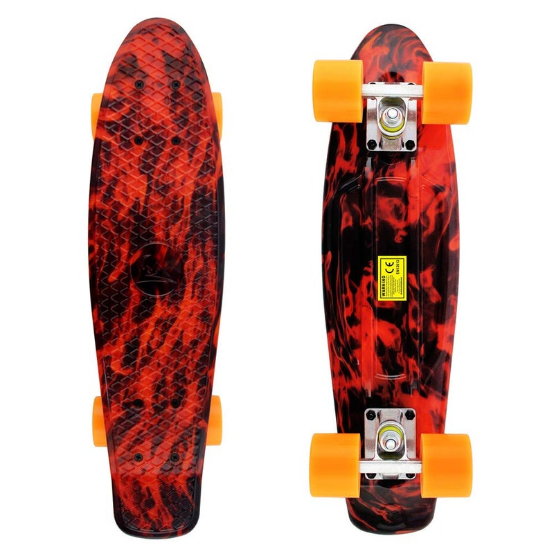 Meketec Skateboard Adults Mini Cruiser Complete Kids Skateboards Youth Board for Boy Girl Beginners Children Toddler Teenagers 22 inch (Red Flame) - Image 2